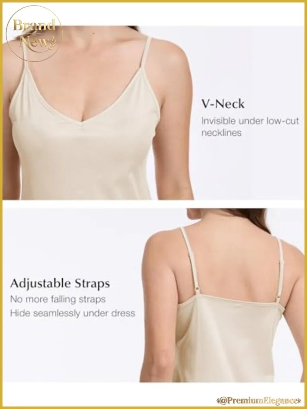 Full Slip for Women Anti-Static Non-Cling Knee Length Camisole Slip Dress in